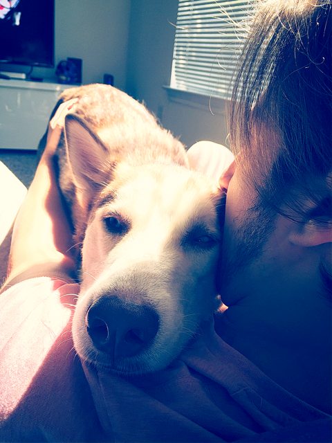 Apollo cuddling close with his family — Year unknown